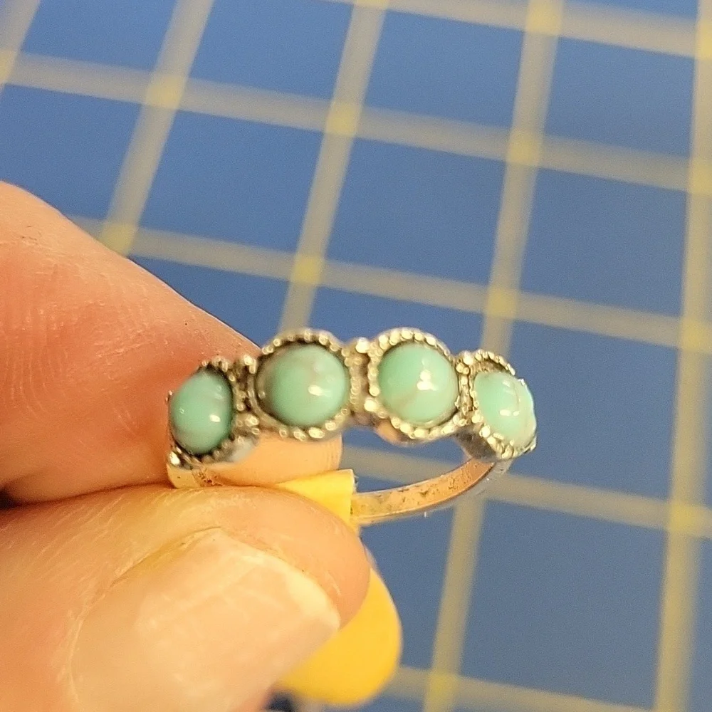 Turquoise Stone Silver Tone Ring